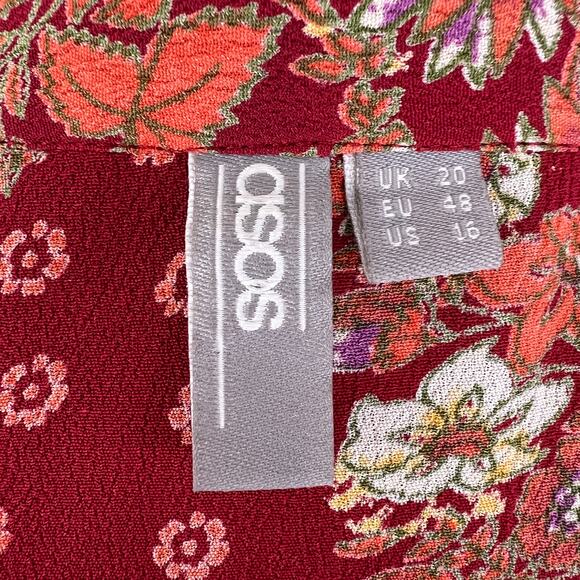 ASOS 70's Slim Fit Button-Up Long Sleeve Shirt in Retro Daisy Print Top Plus 16 - Picture 7 of 7